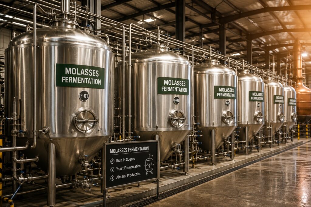 Enzyme solutions for molasses fermentation in a biotechnology company